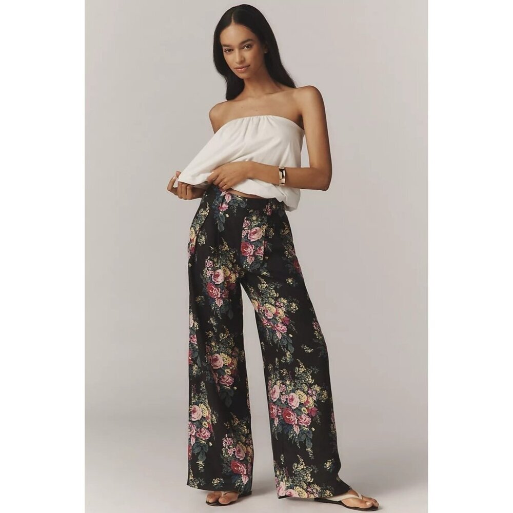 NWT Size S Tall- The Avery Pleated Wide Leg Trousers Maeve 100% Linen (US$ 148)